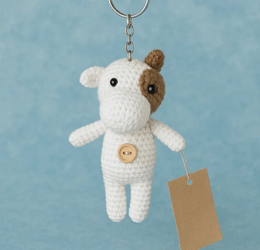 Breloczek Reksio – ręcznie robiony na szydełku, idealny prezent dla miłośników piesków