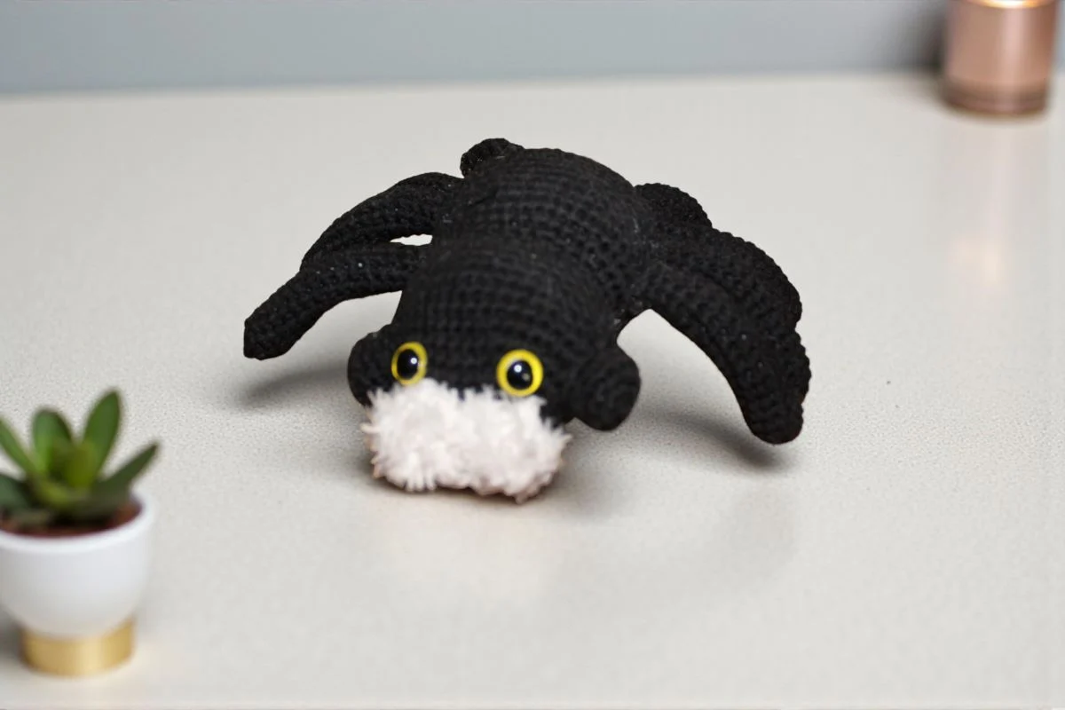 Mały pająk amigurumi – ręcznie robiony z włóczki YarnArt Jeans - obrazek 7
